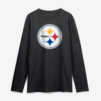 Men's Logo Athletic Black Pittsburgh Steelers Primary Logo Long Sleeve T-Shirt