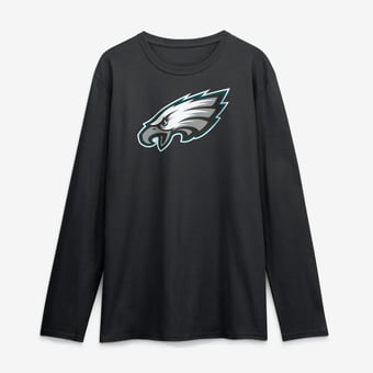 Men's Logo Athletic Black Philadelphia Eagles Primary Logo Long Sleeve T-Shirt