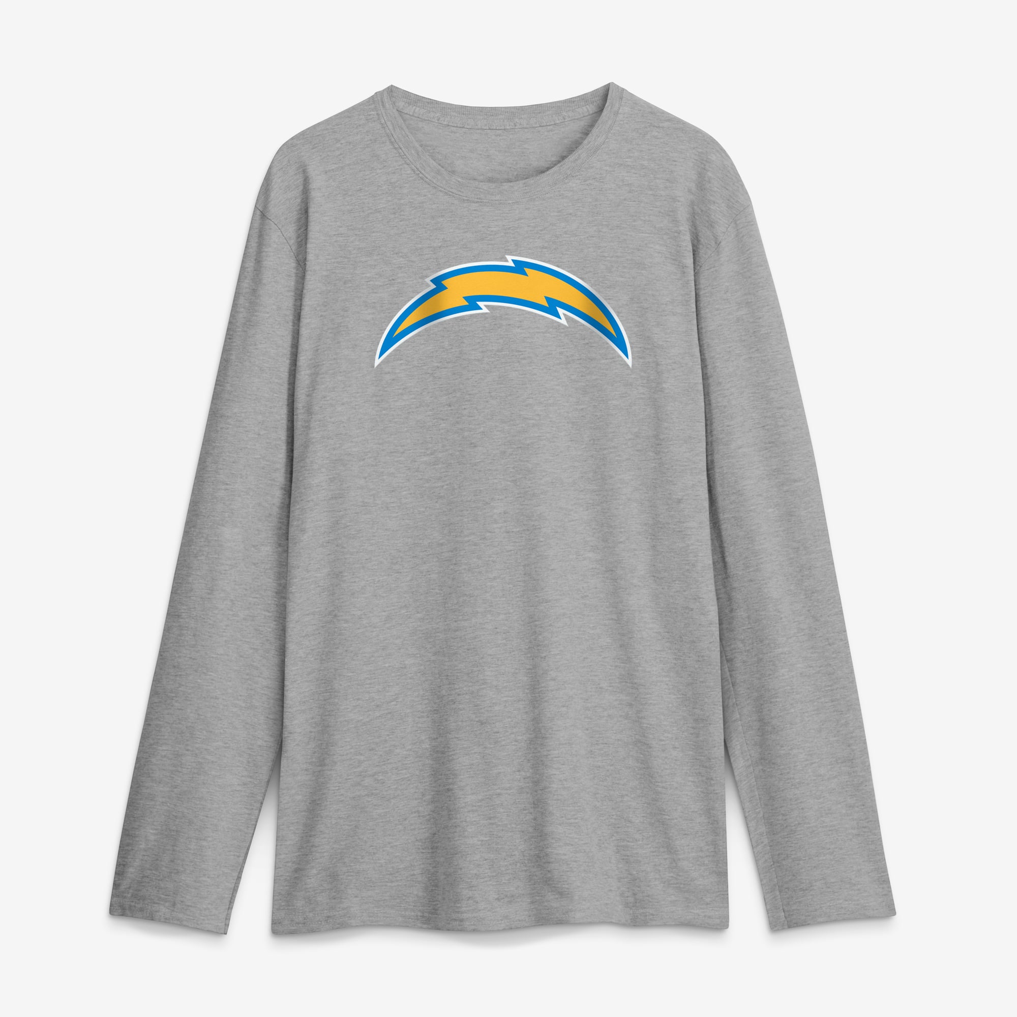 Men's Logo Athletic Heather Gray Los Angeles Chargers Primary Logo Long Sleeve T-Shirt
