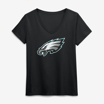 Women's Logo Athletic Black Philadelphia Eagles Primary Logo V-Neck T-Shirt