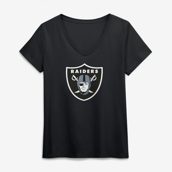 Women's Logo Athletic Black Las Vegas Raiders Primary Logo V-Neck T-Shirt