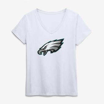 Women's Logo Athletic White Philadelphia Eagles Primary Logo V-Neck T-Shirt