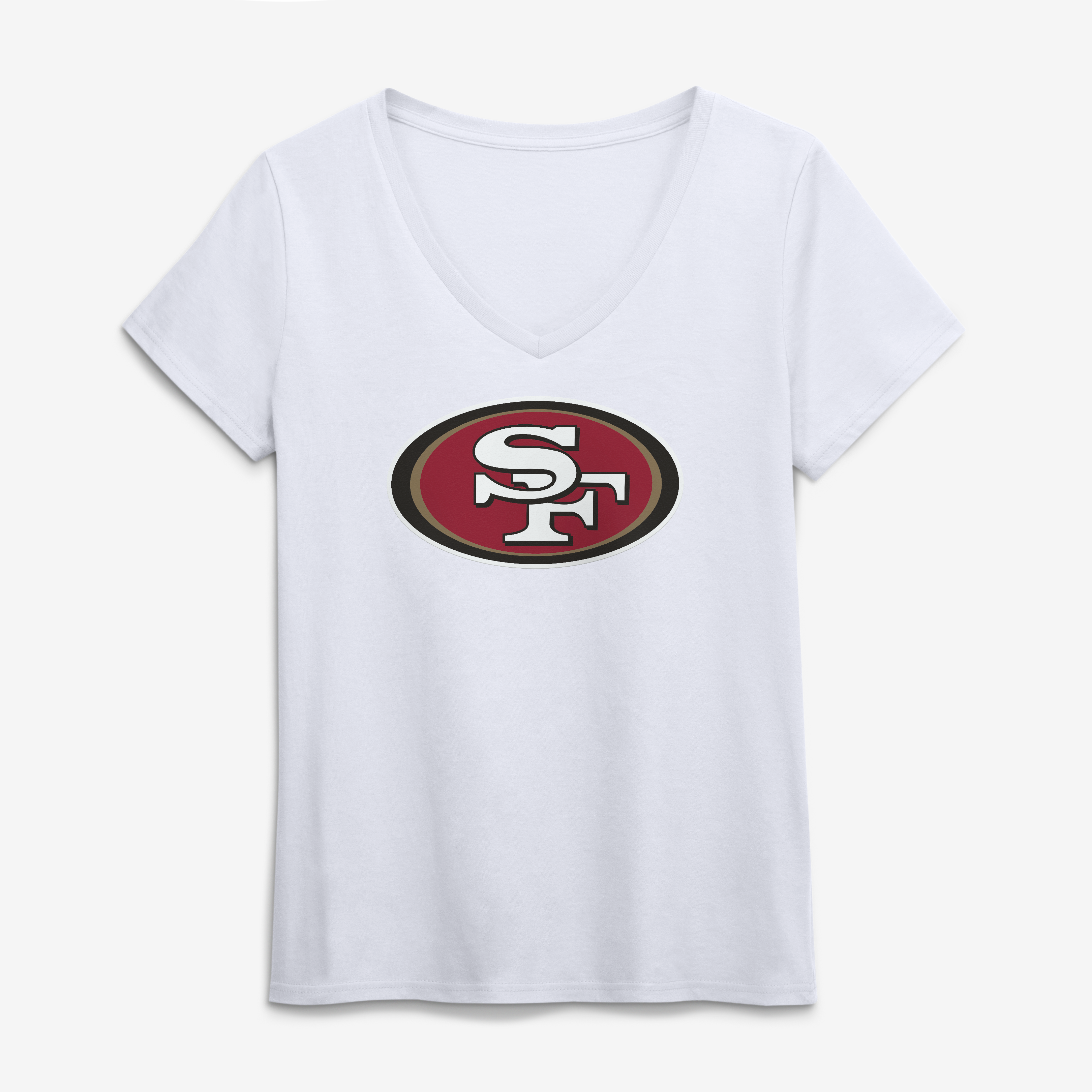 Women's Logo Athletic White San Francisco 49ers Primary Logo V-Neck T-Shirt
