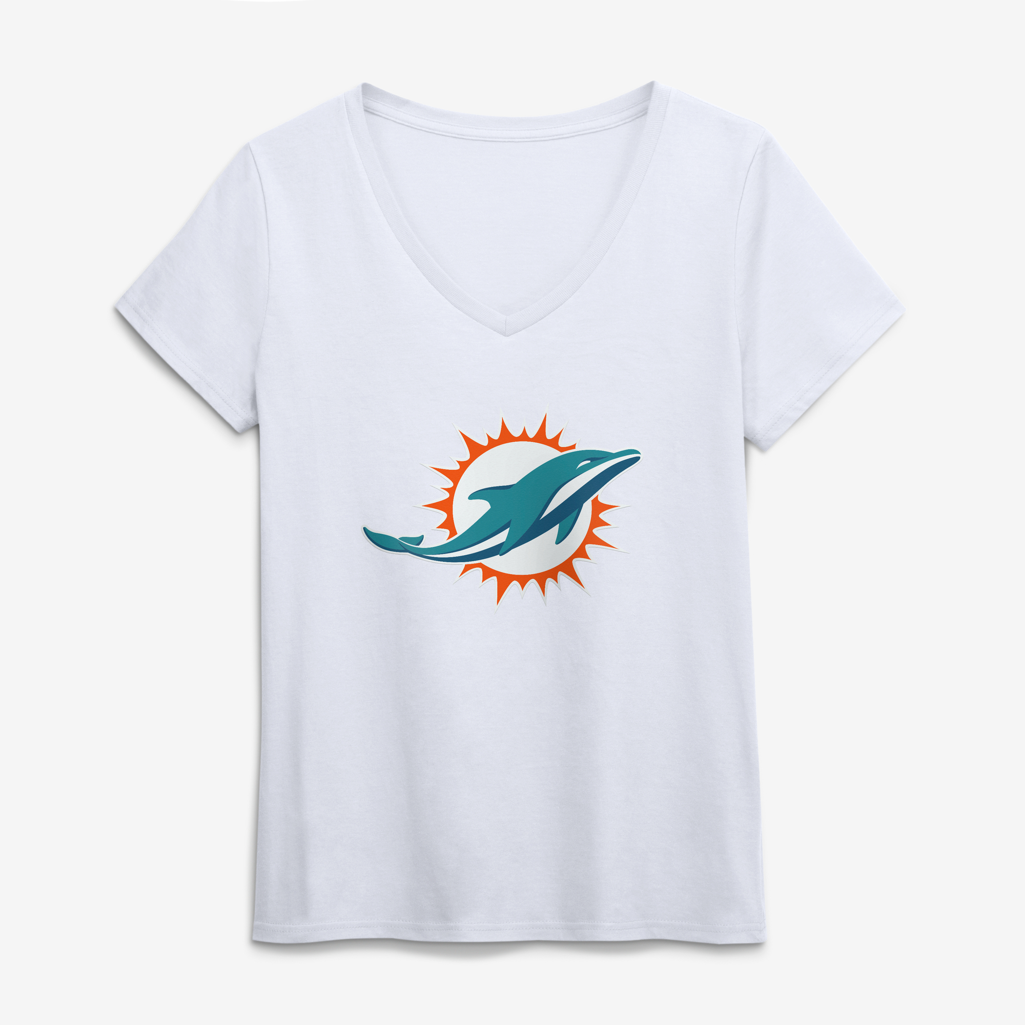 Women's Logo Athletic White Miami Dolphins Primary Logo V-Neck T-Shirt