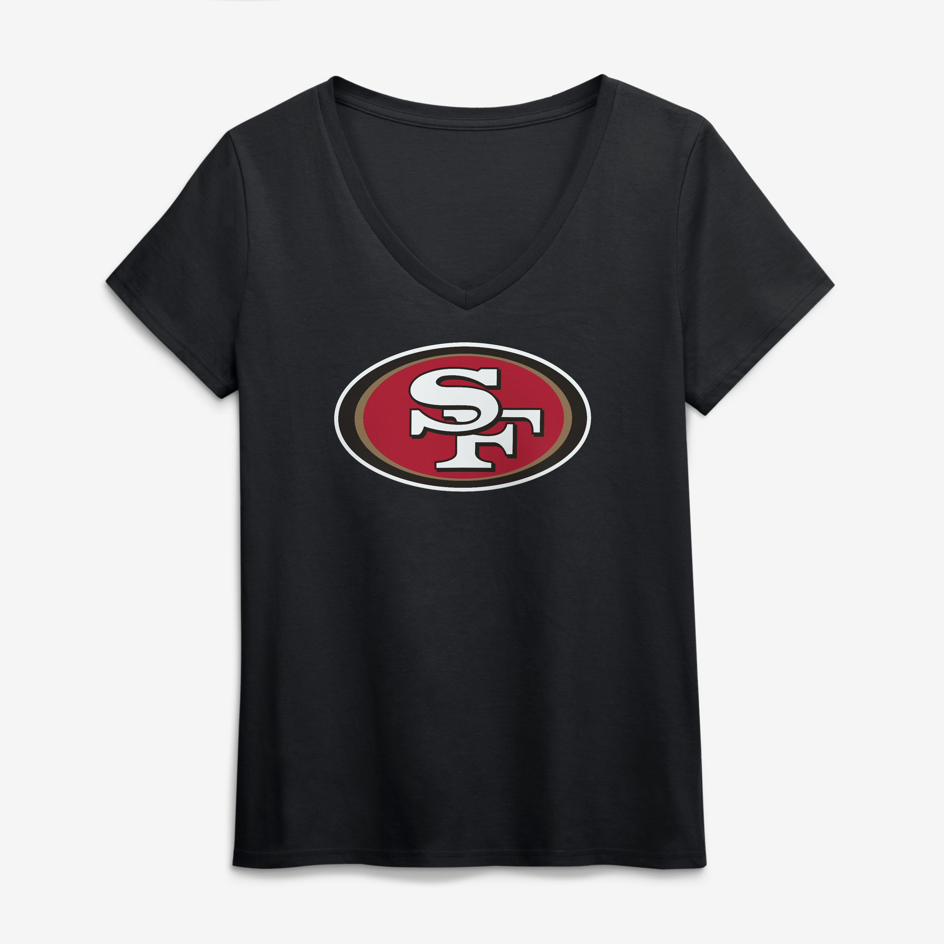 Women's Logo Athletic Black San Francisco 49ers Primary Logo V-Neck T-Shirt