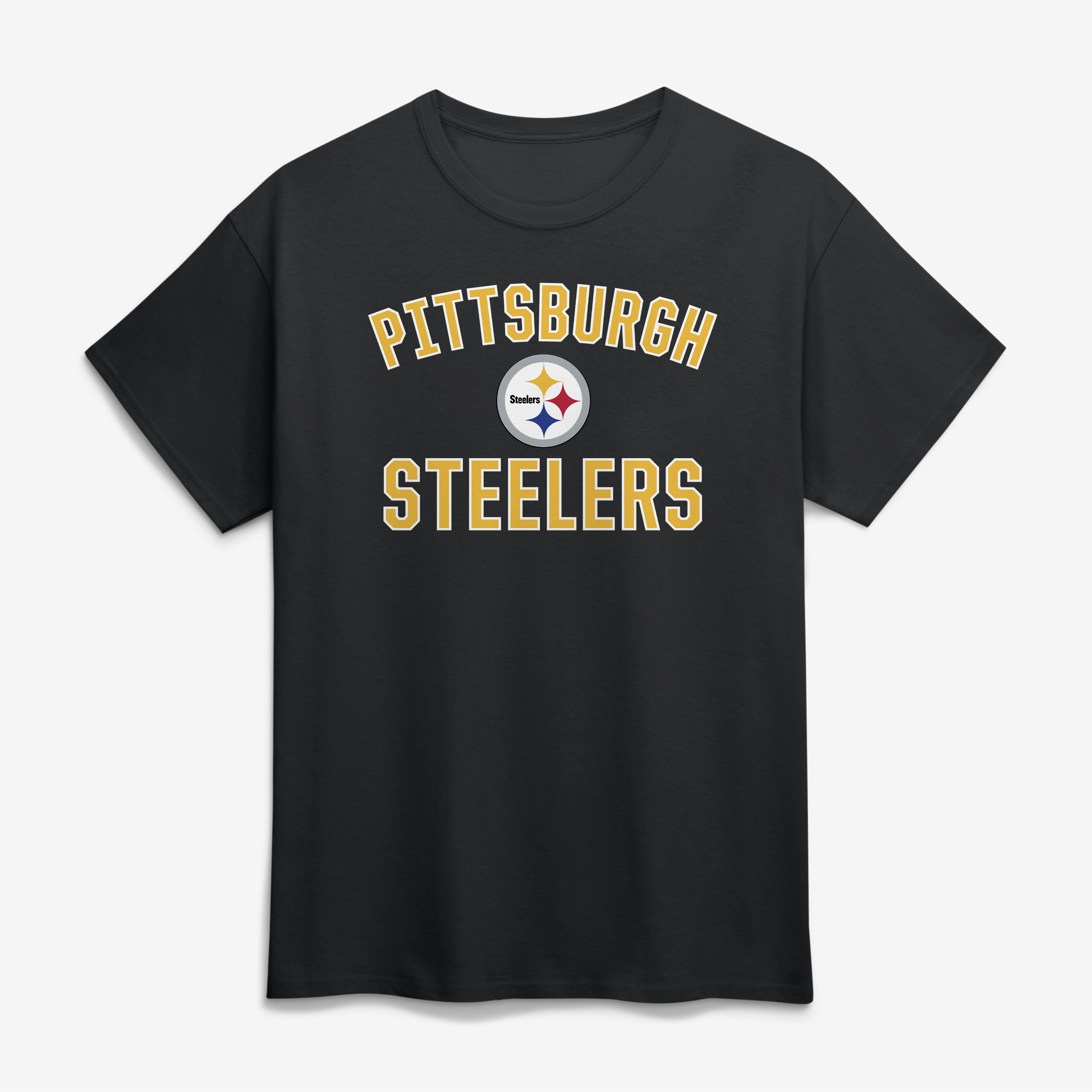 Men's Logo Athletic Black Pittsburgh Steelers Cotton Victory Arch T-Shirt