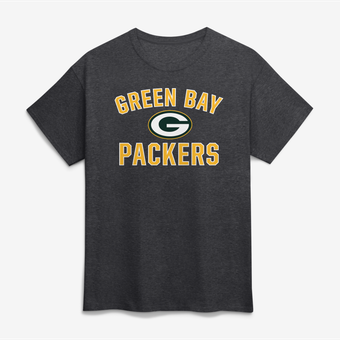 Men's Logo Athletic Charcoal Green Bay Packers Cotton Victory Arch T-Shirt