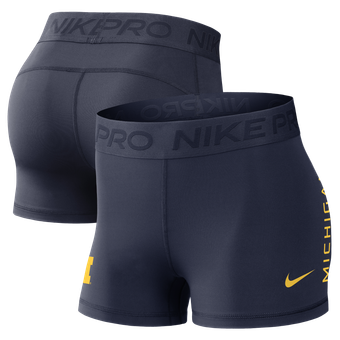 Women's Nike Navy Michigan Wolverines Pro Dri-FIT Mid-Rise Shorts