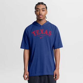 Men's Nike Royal Texas Rangers Arched Wordmark Tri-Blend Hooded T-Shirt