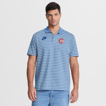 Men's Nike  Light Blue Chicago Cubs Cooperstown Collection Dri-FIT Victory Striped Polo