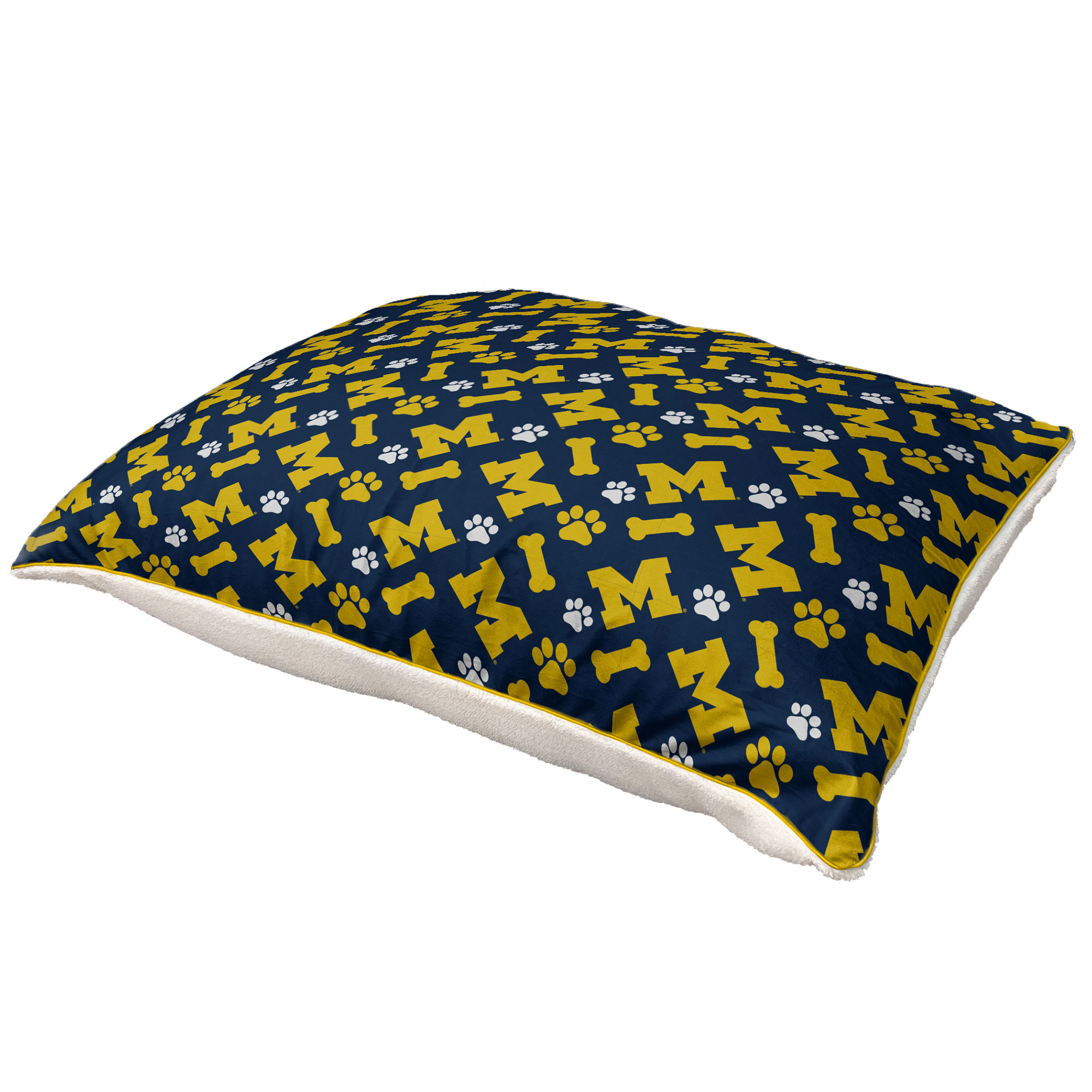 Pegasus  Michigan Wolverines 35" x 44" Bones Sherpa Pet Bed