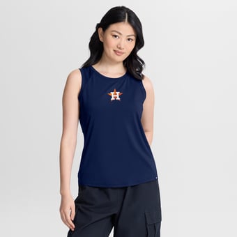 Women's Fanatics  Navy Houston Astros Draped Mesh Back Performance Tank Top