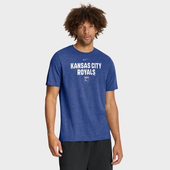 Men's Nike Heather Royal Kansas City Royals Stacked Tri-Blend T-Shirt