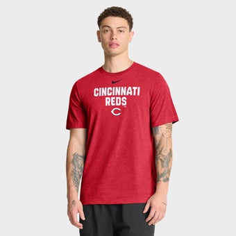 Men's Nike Heather Red Cincinnati Reds Stacked Tri-Blend T-Shirt