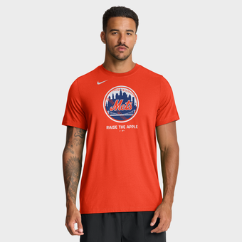 Men's Nike  Orange New York Mets Tri-Blend Logo T-Shirt