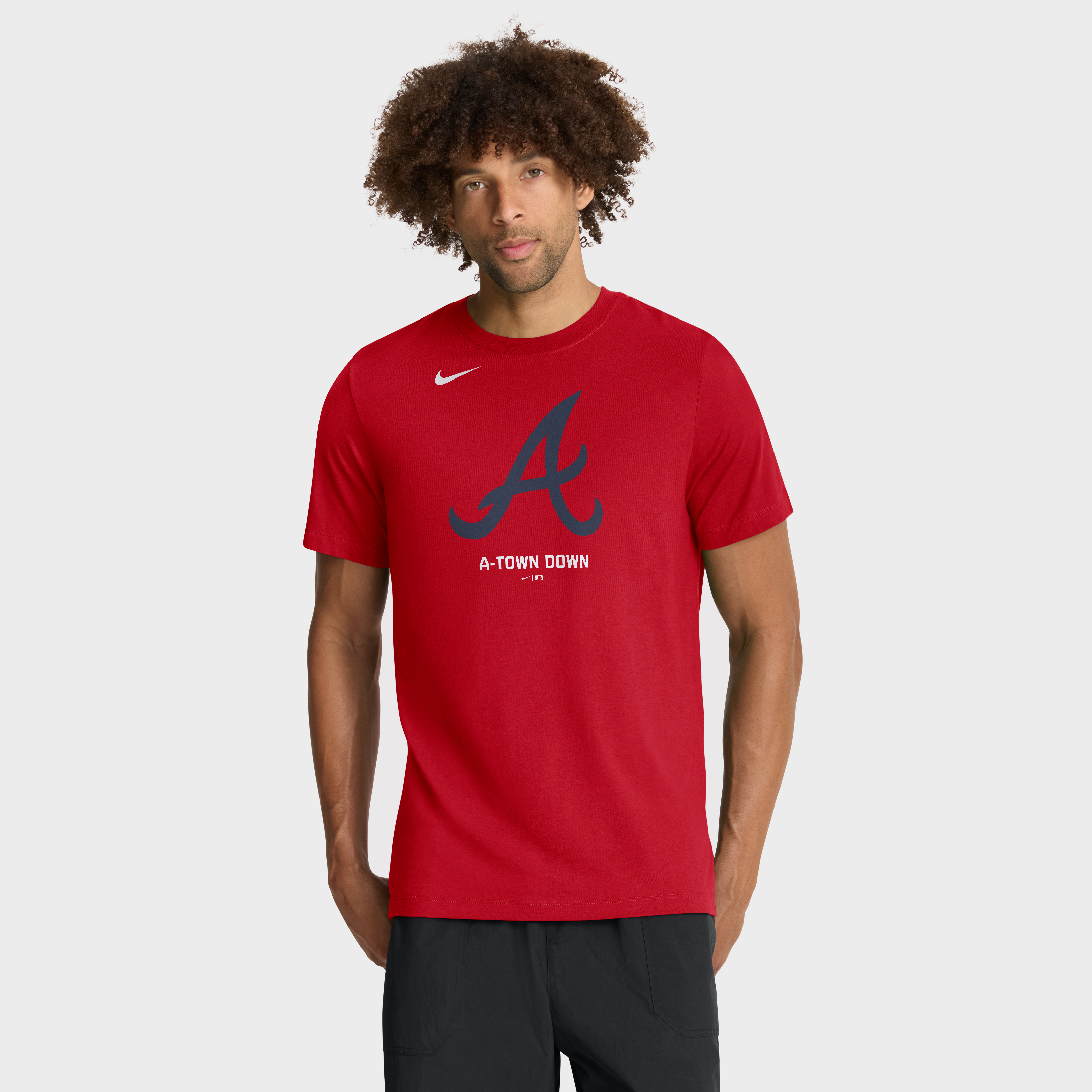 Men's Nike  Red Atlanta Braves Tri-Blend Logo T-Shirt