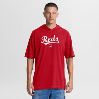 Men's Nike Red Cincinnati Reds Arched Wordmark Tri-Blend Hooded T-Shirt