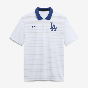 Men's Nike White Los Angeles Dodgers Vapor Striped Dri-FIT Polo