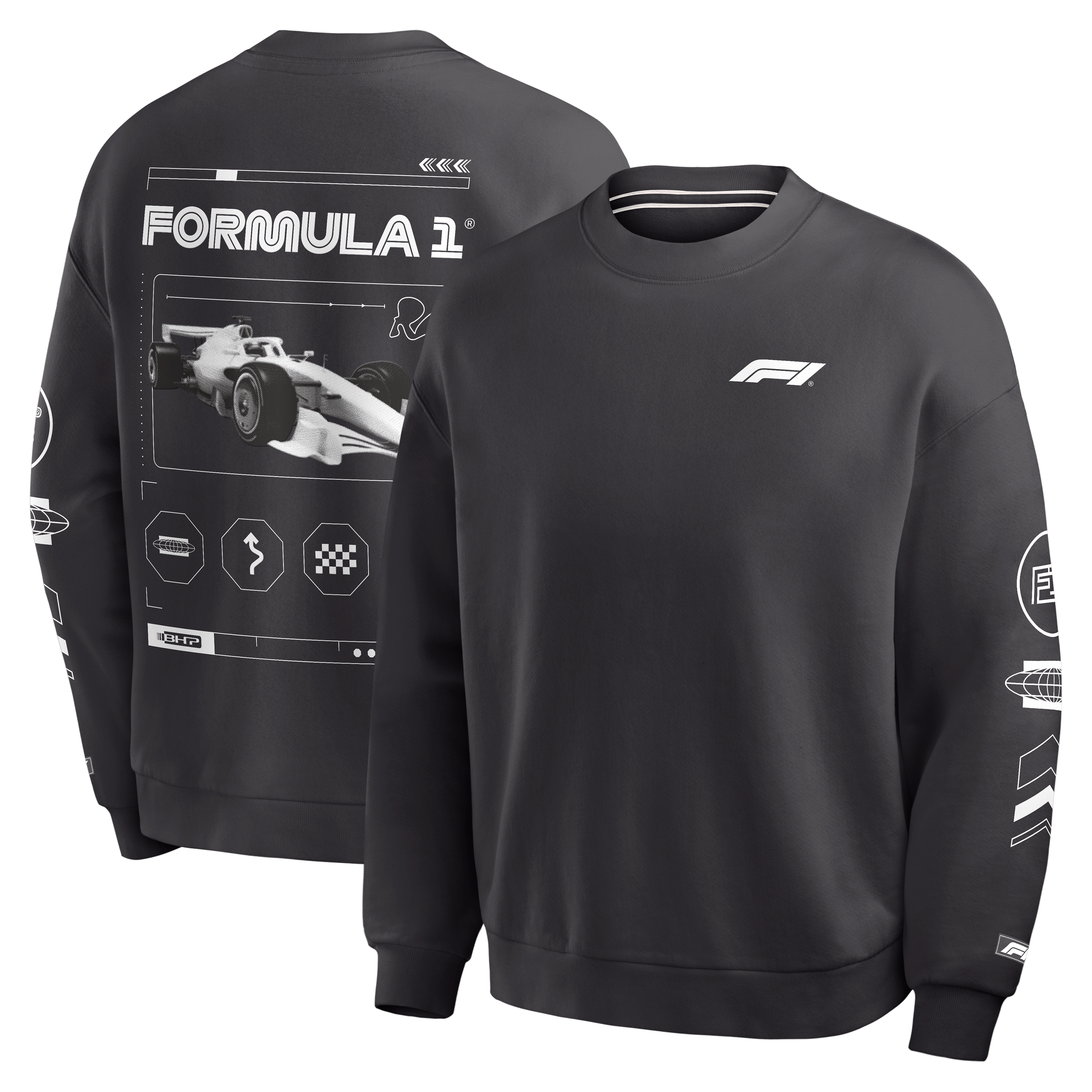 Men's Fanatics  Heather Charcoal Formula 1 Race Grids Icons Long Sleeve French Terry Sweatshirt