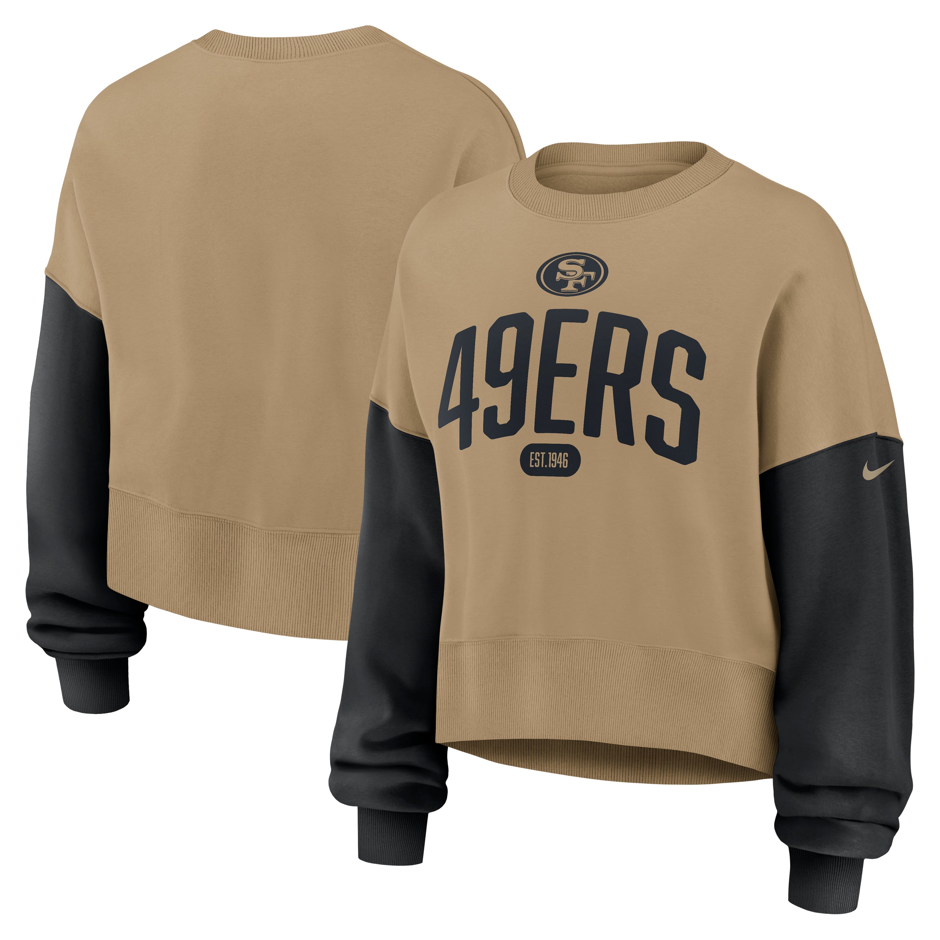 Women's Nike Beige San Francisco 49ers Oversized Rewind Phoenix Fleece Sweatshirt