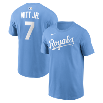 Men's Nike Bobby Witt Jr. Light Blue Kansas City Royals Name & Number T-Shirt
