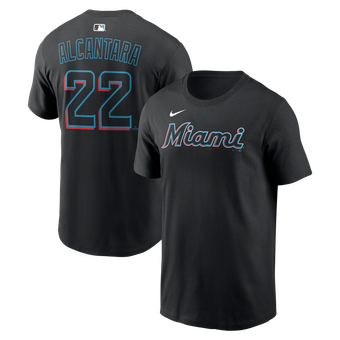 Men's Nike Sandy Alcantara Black Miami Marlins Name & Number T-Shirt