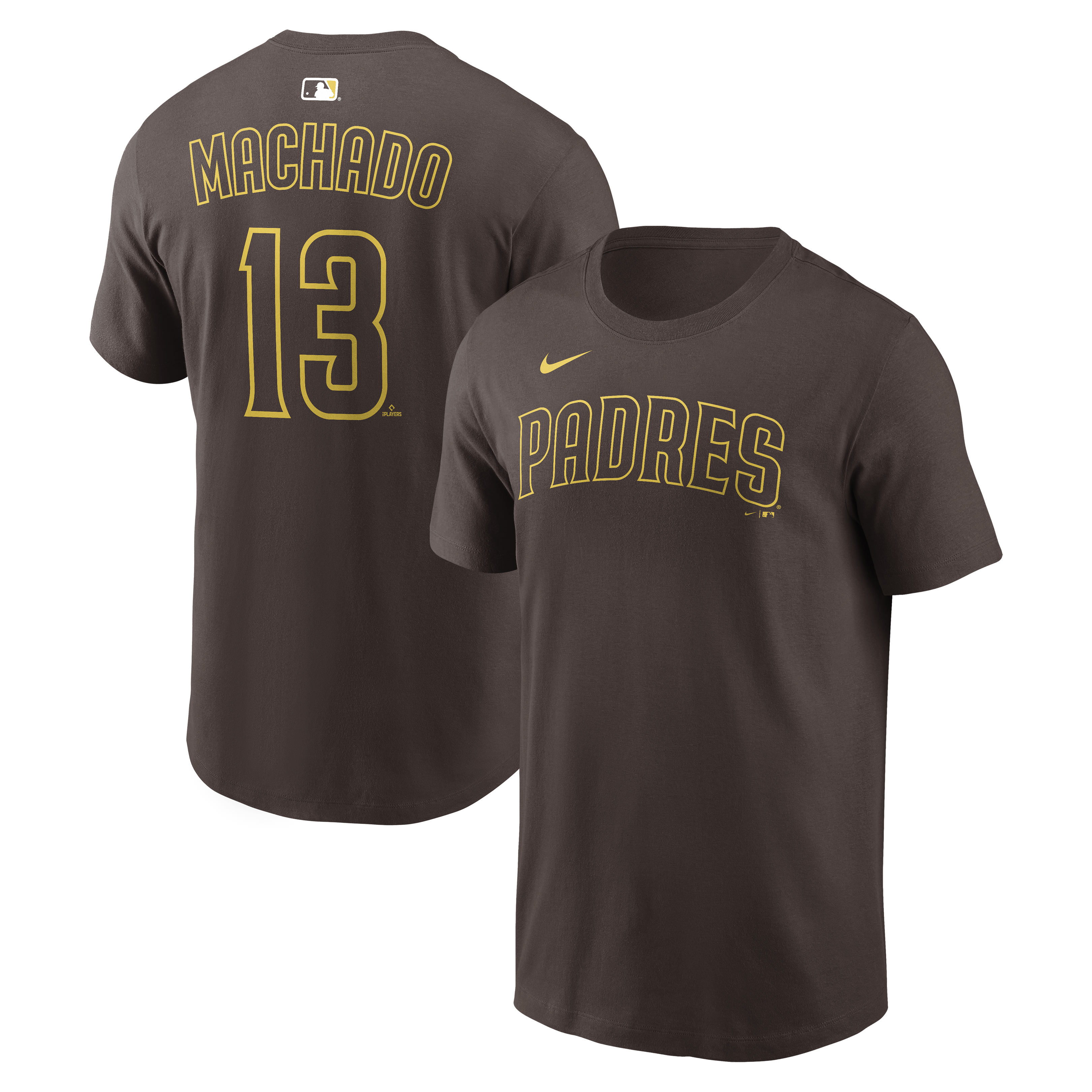 Men's Nike Manny Machado Brown San Diego Padres Name & Number T-Shirt
