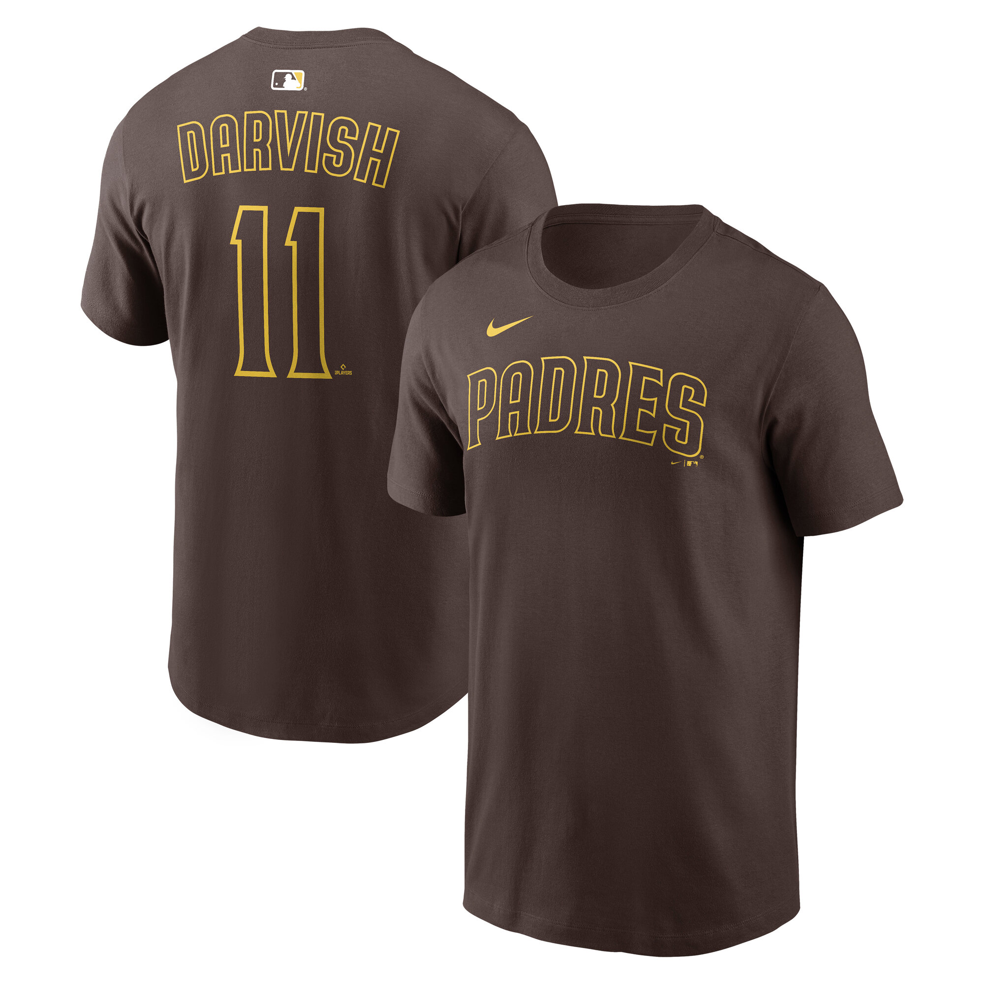 Men's Nike Yu Darvish Brown San Diego Padres Name & Number T-Shirt