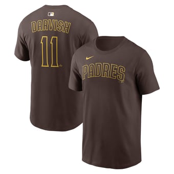 Men's Nike Yu Darvish Brown San Diego Padres Name & Number T-Shirt