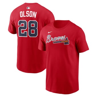Men's Nike Matt Olson Red Atlanta Braves Name & Number T-Shirt