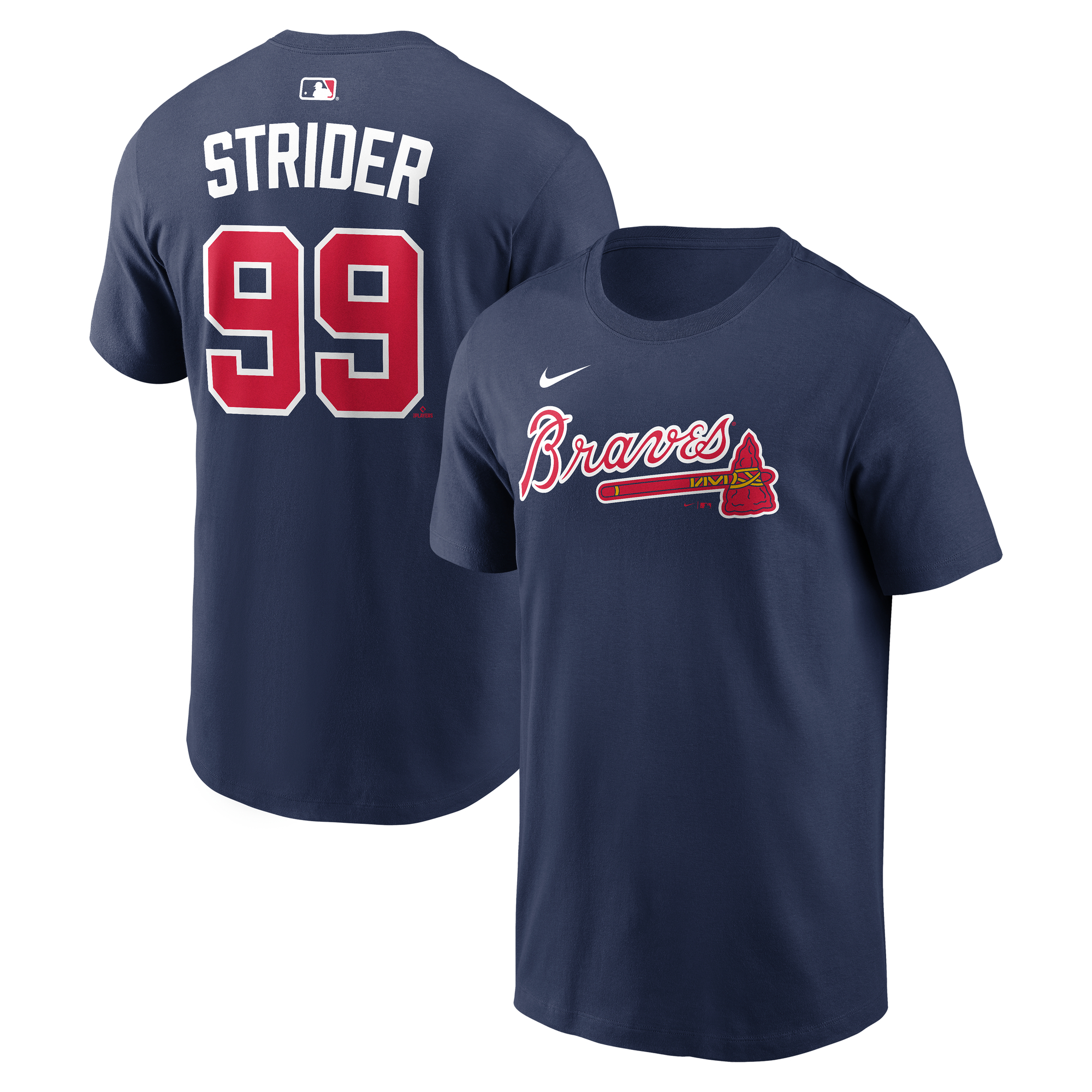 Men's Nike Spencer Strider Navy Atlanta Braves Home Name & Number T-Shirt