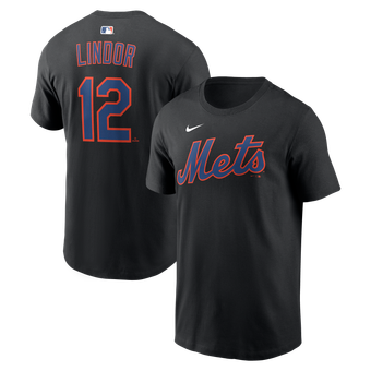 Men's Nike Francisco Lindor Black New York Mets Name & Number T-Shirt