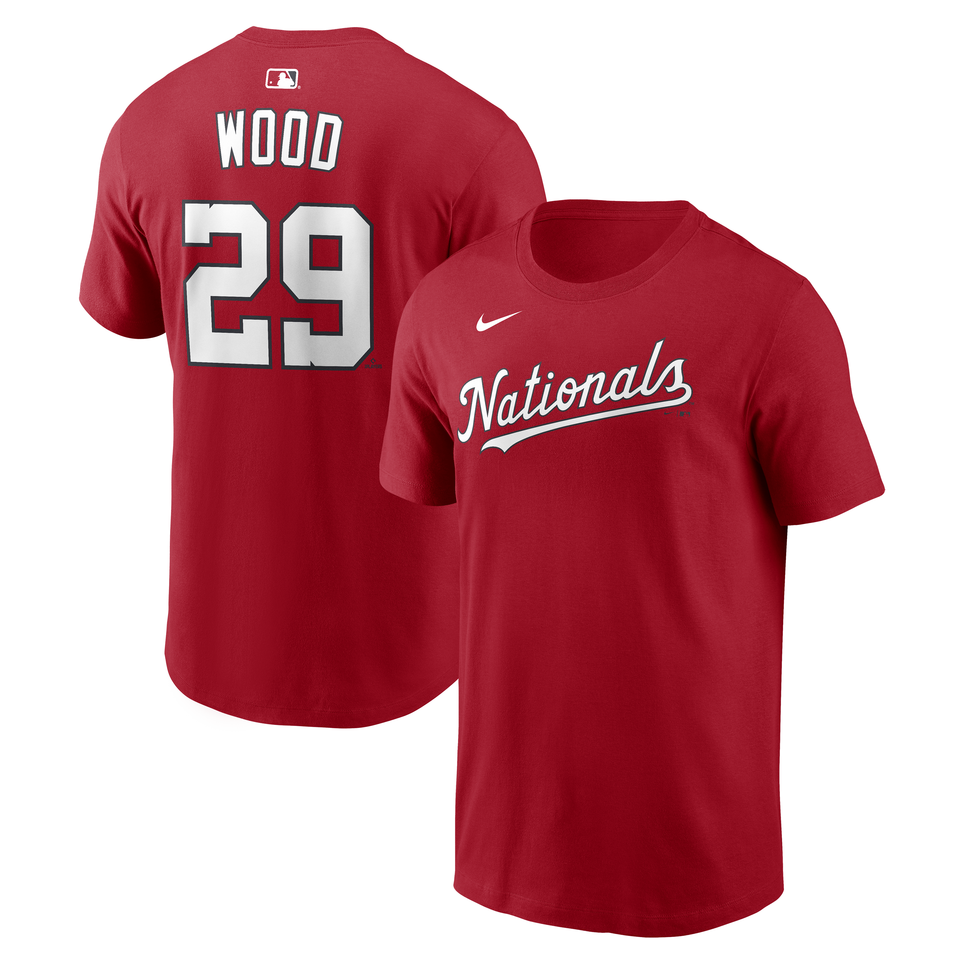 Men's Nike James Wood Red Washington Nationals Name & Number T-Shirt