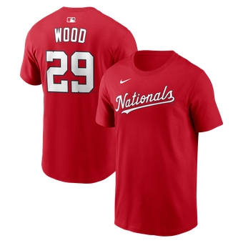 Men's Nike James Wood Red Washington Nationals Name & Number T-Shirt