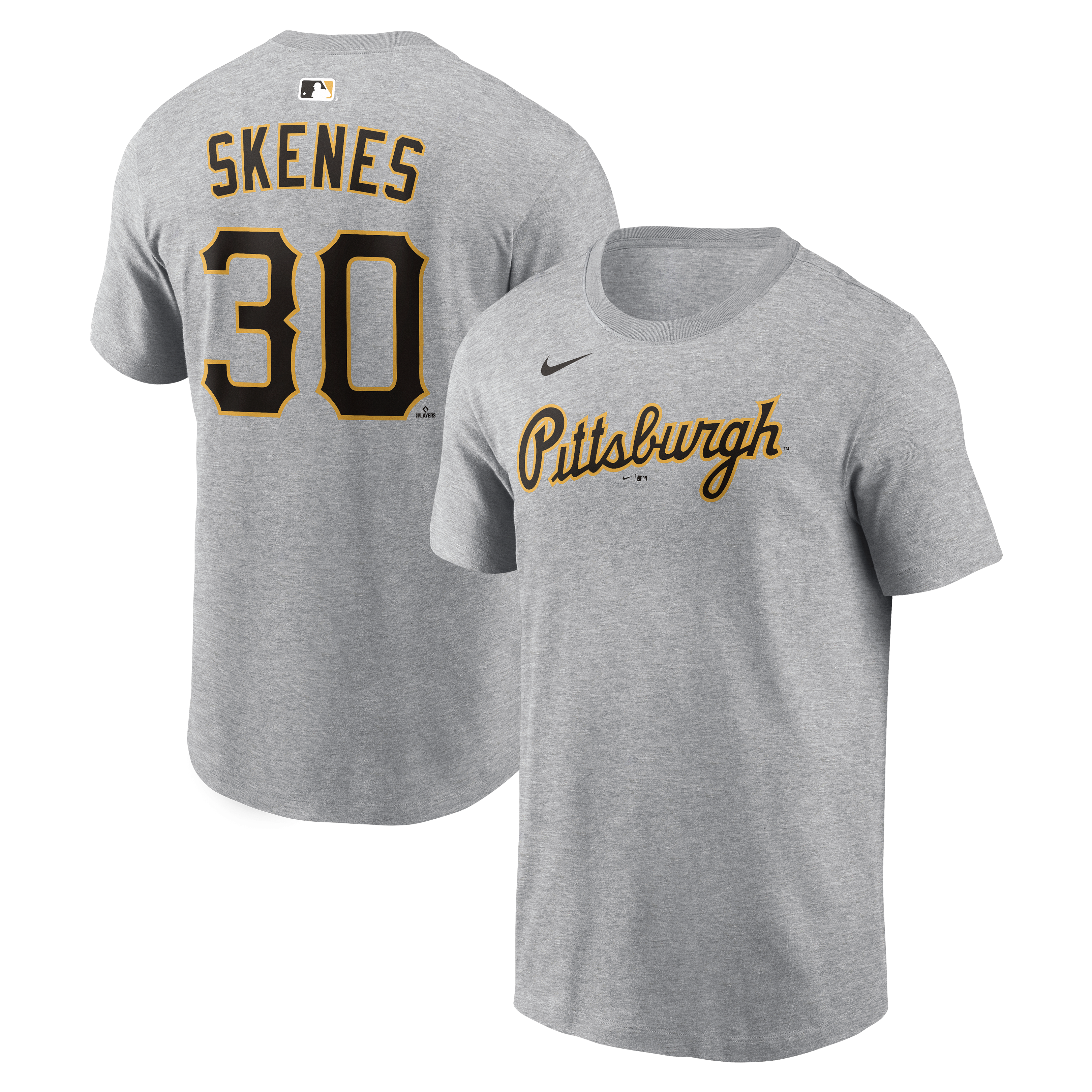 Men's Nike Paul Skenes Heather Gray Pittsburgh Pirates Name & Number T-Shirt