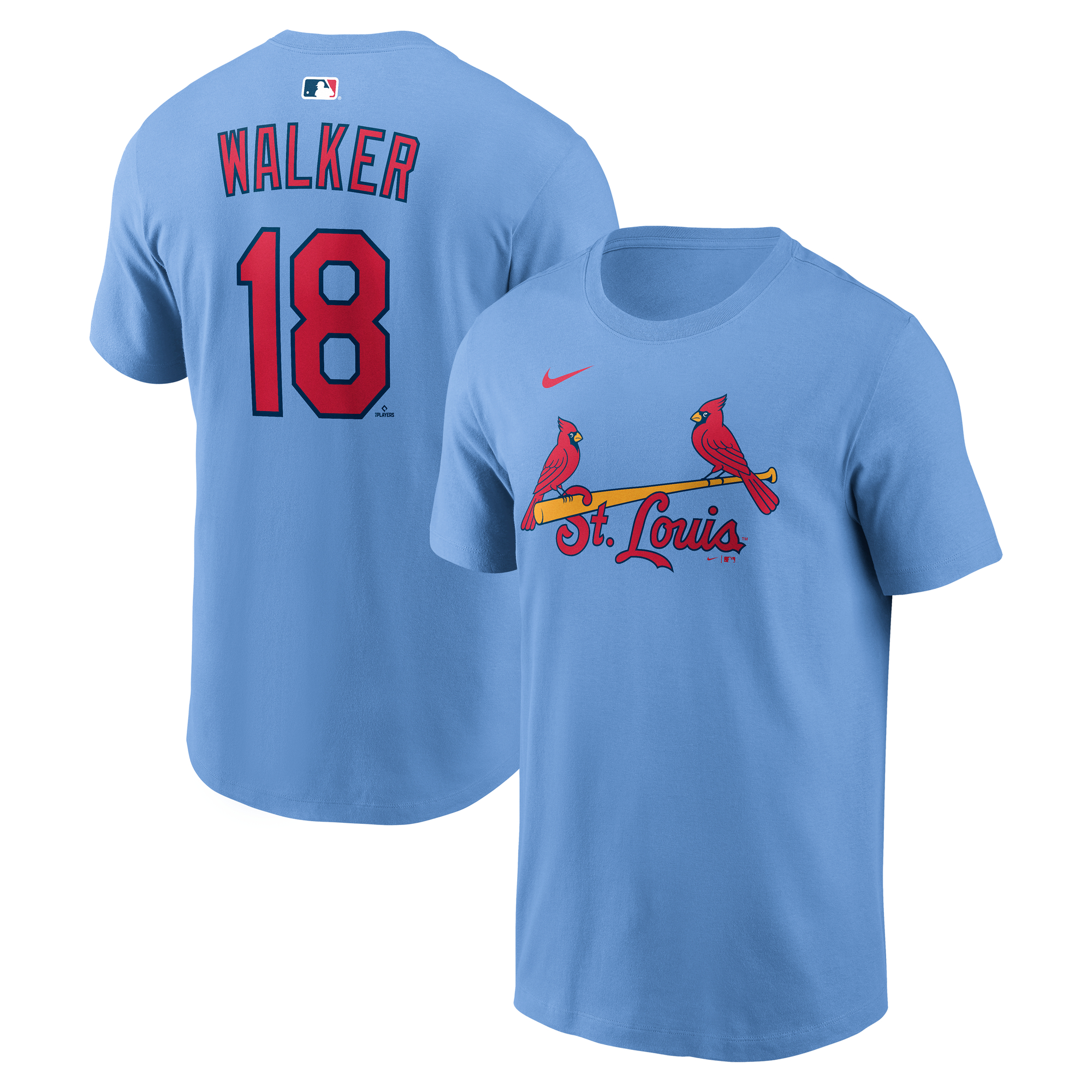Men's Nike Jordan Walker Light Blue St. Louis Cardinals Alternate Name & Number T-Shirt