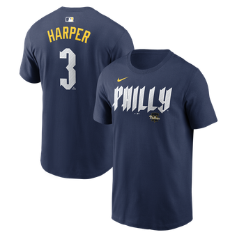 Men's Nike Bryce Harper Navy Philadelphia Phillies City Connect Name & Number T-Shirt