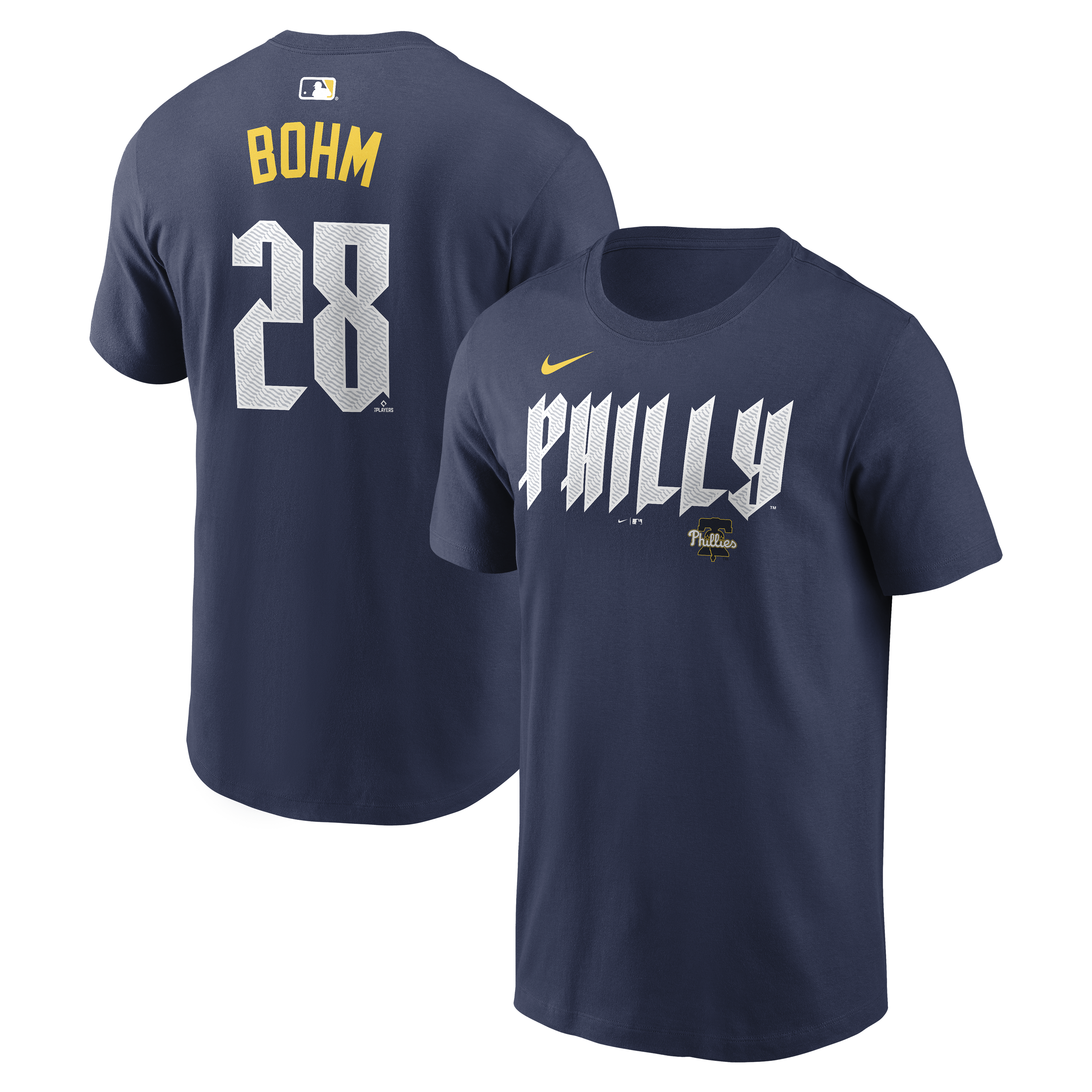 Men's Nike Alec Bohm Navy Philadelphia Phillies City Connect Name & Number T-Shirt