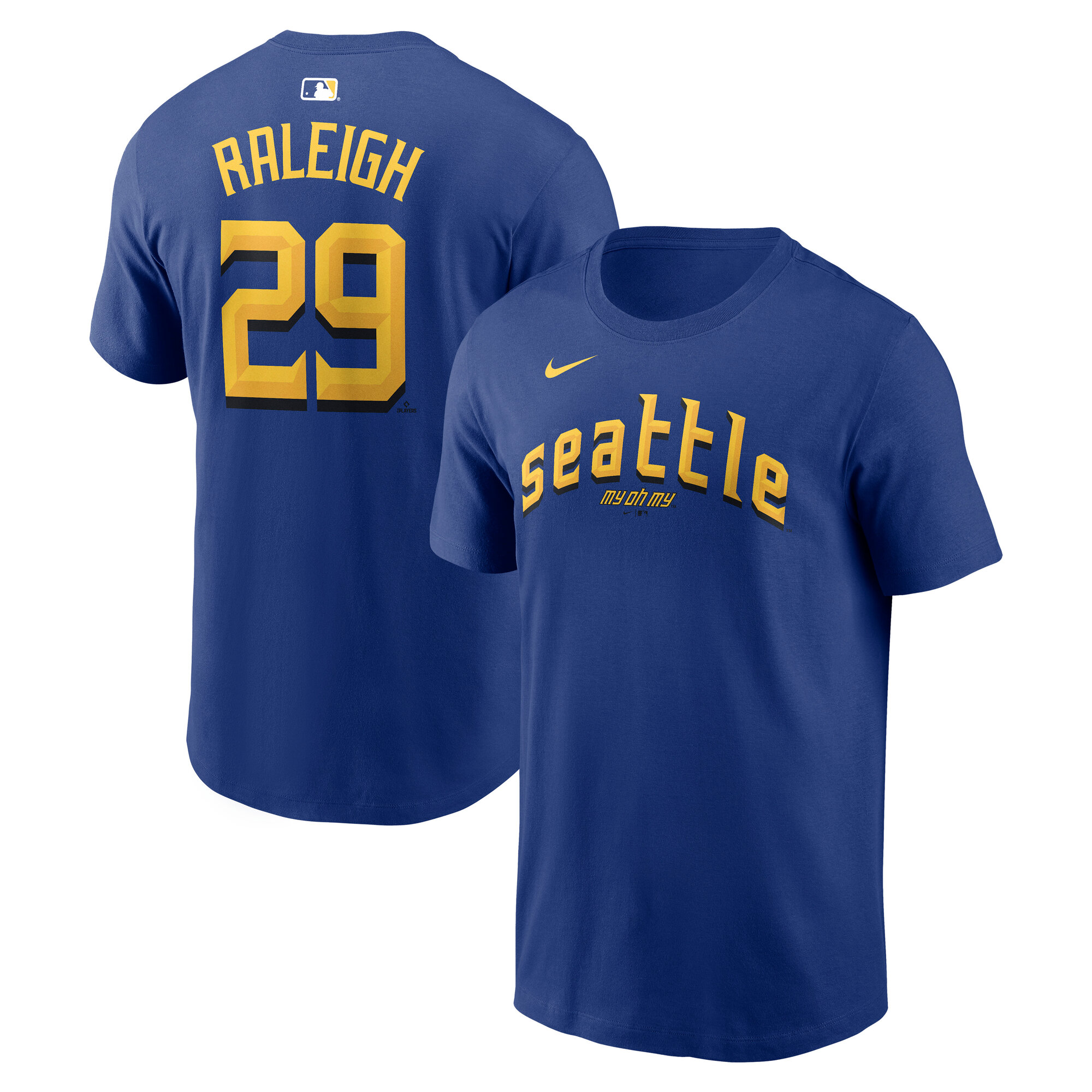 Men's Nike Cal Raleigh Royal Seattle Mariners City Connect Name & Number T-Shirt