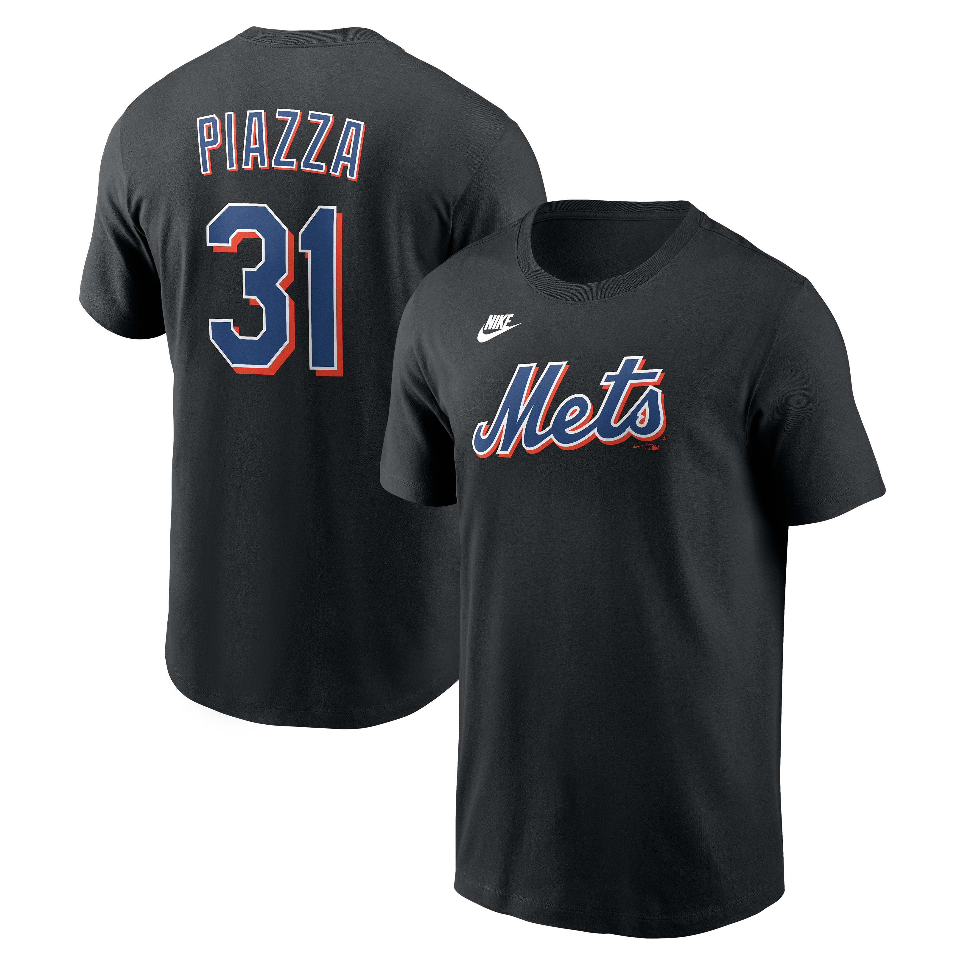 Men's Nike Mike Piazza Black New York Mets Cooperstown Collection Name & Number T-Shirt