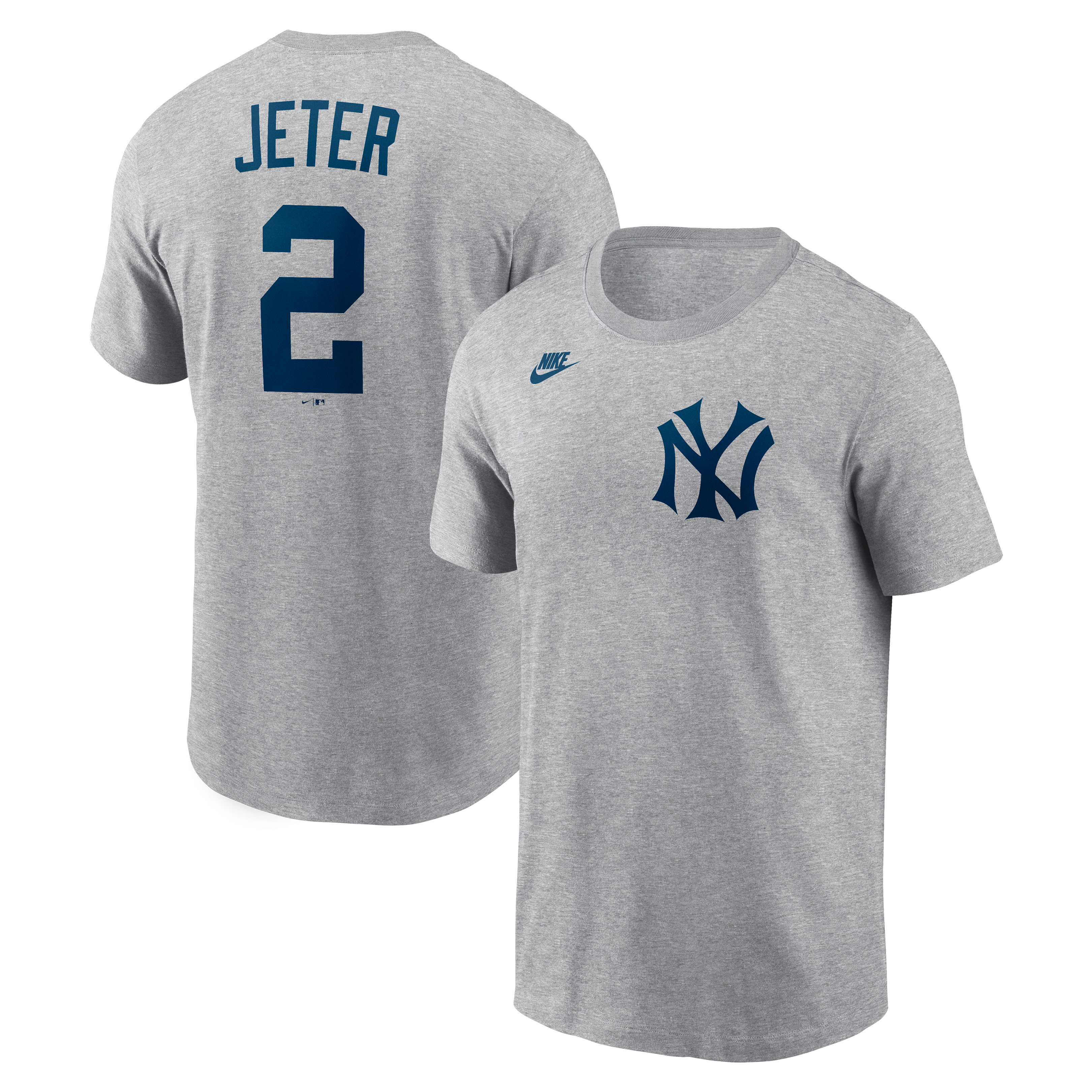 Men's Nike Derek Jeter Heather Gray New York Yankees Cooperstown Collection Name & Number T-Shirt