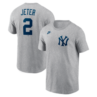 Men's Nike Derek Jeter Heather Gray New York Yankees Cooperstown Collection Name & Number T-Shirt