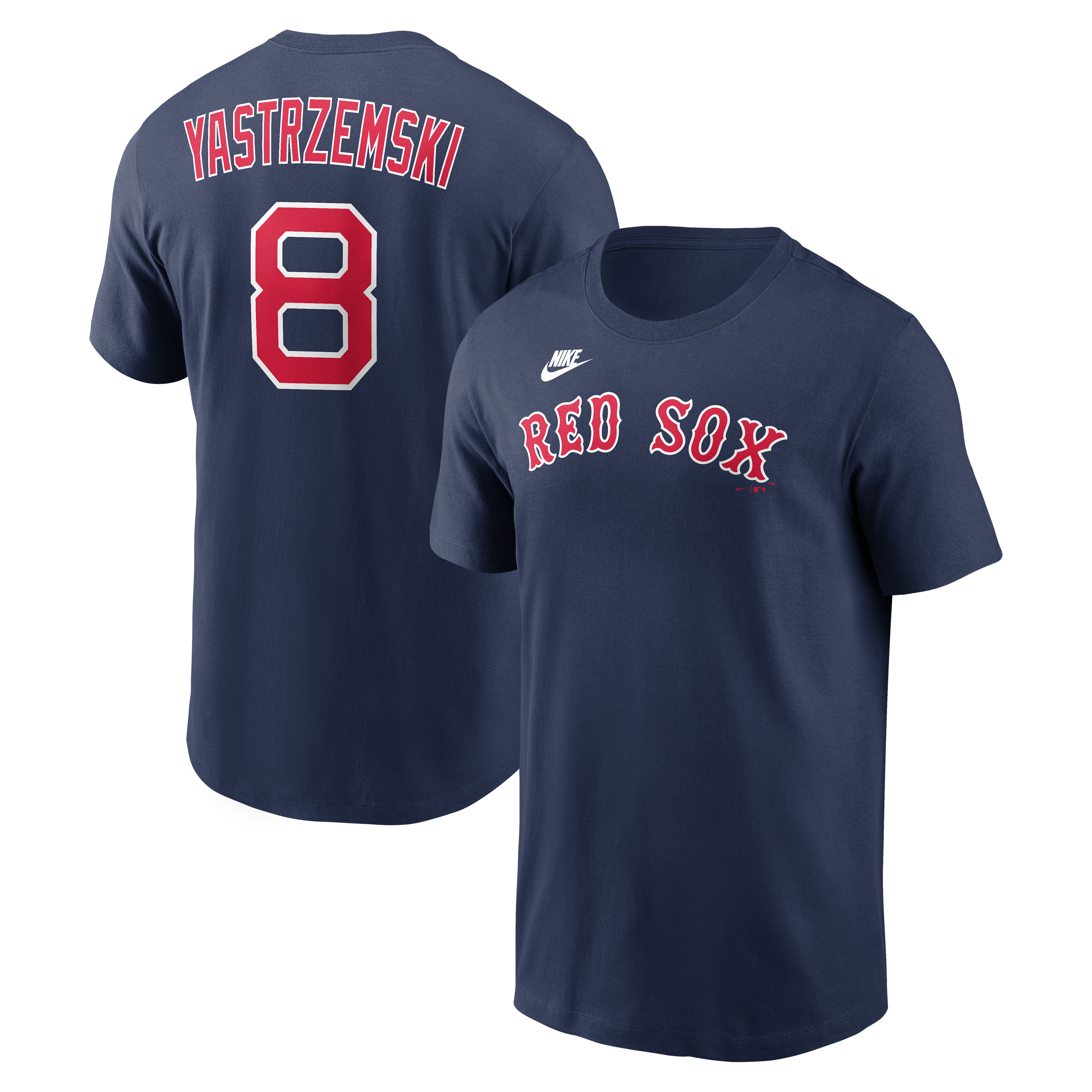 Men's Nike Carl Yastrzemski Navy Boston Red Sox Cooperstown Collection Name & Number T-Shirt