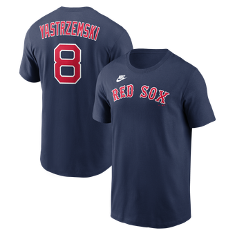 Men's Nike Carl Yastrzemski Navy Boston Red Sox Cooperstown Collection Name & Number T-Shirt