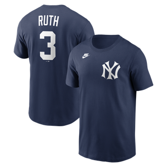 Men's Nike Babe Ruth Navy New York Yankees Cooperstown Collection Name & Number T-Shirt
