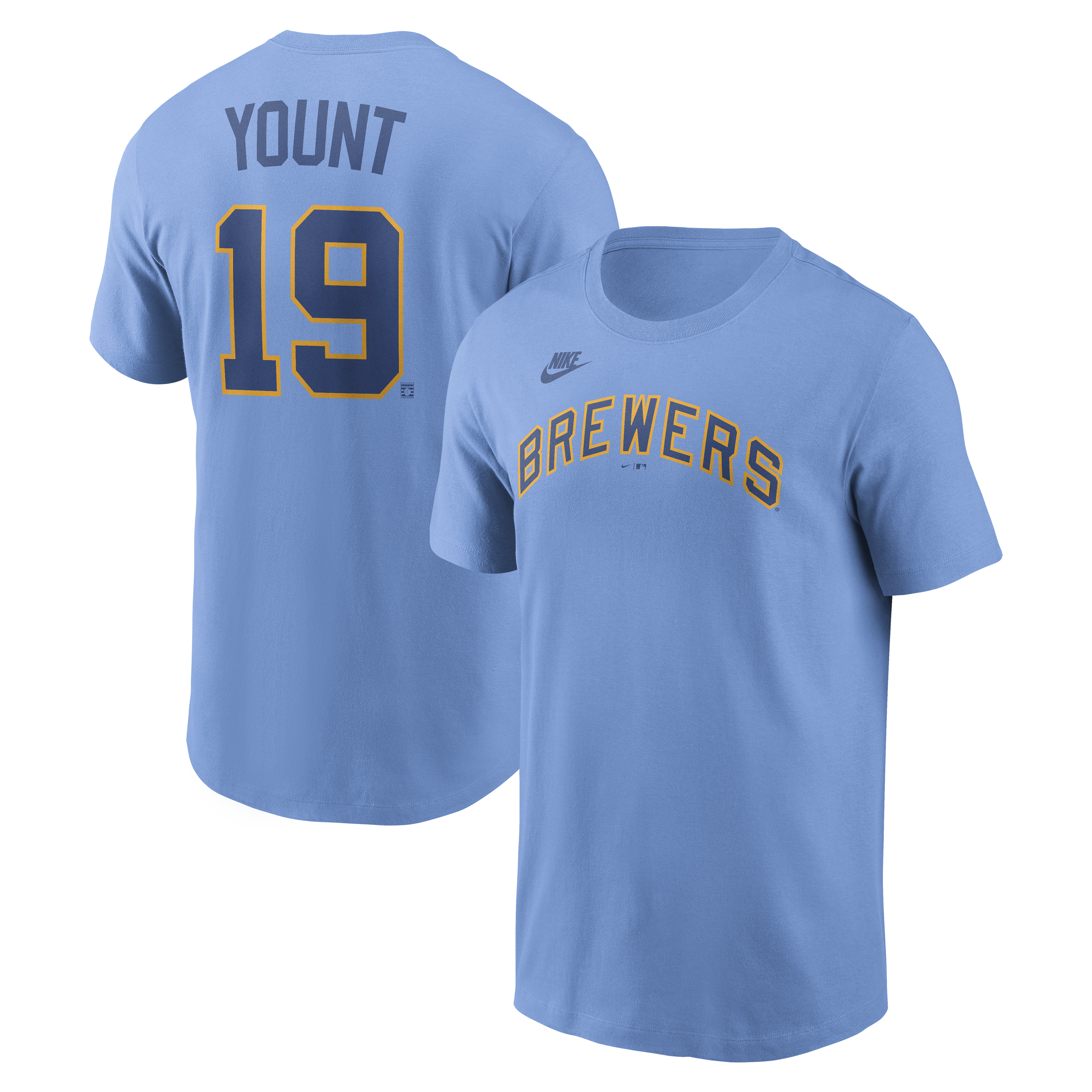 Men's Nike Robin Yount Powder Blue Milwaukee Brewers Cooperstown Collection Name & Number T-Shirt