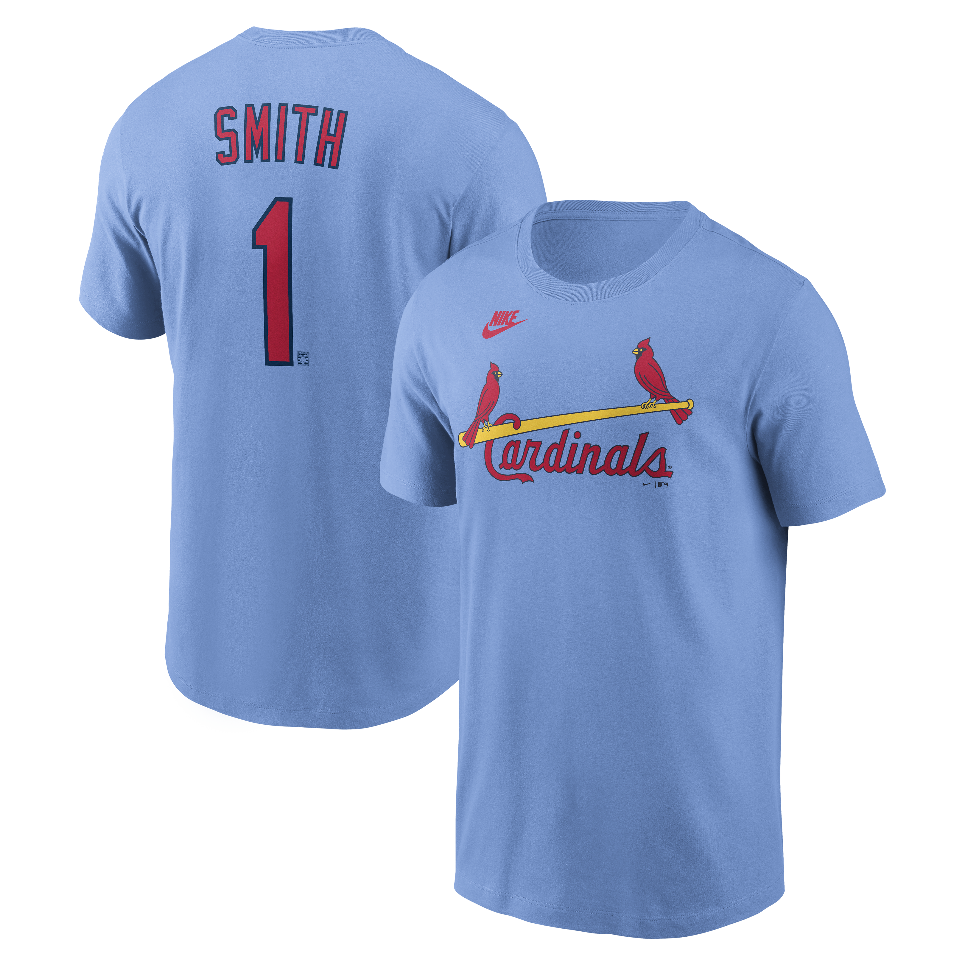Men's Nike Ozzie Smith Light Blue St. Louis Cardinals Cooperstown Collection Name & Number T-Shirt