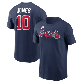 Men's Nike Chipper Jones Navy Atlanta Braves Cooperstown Collection Name & Number T-Shirt
