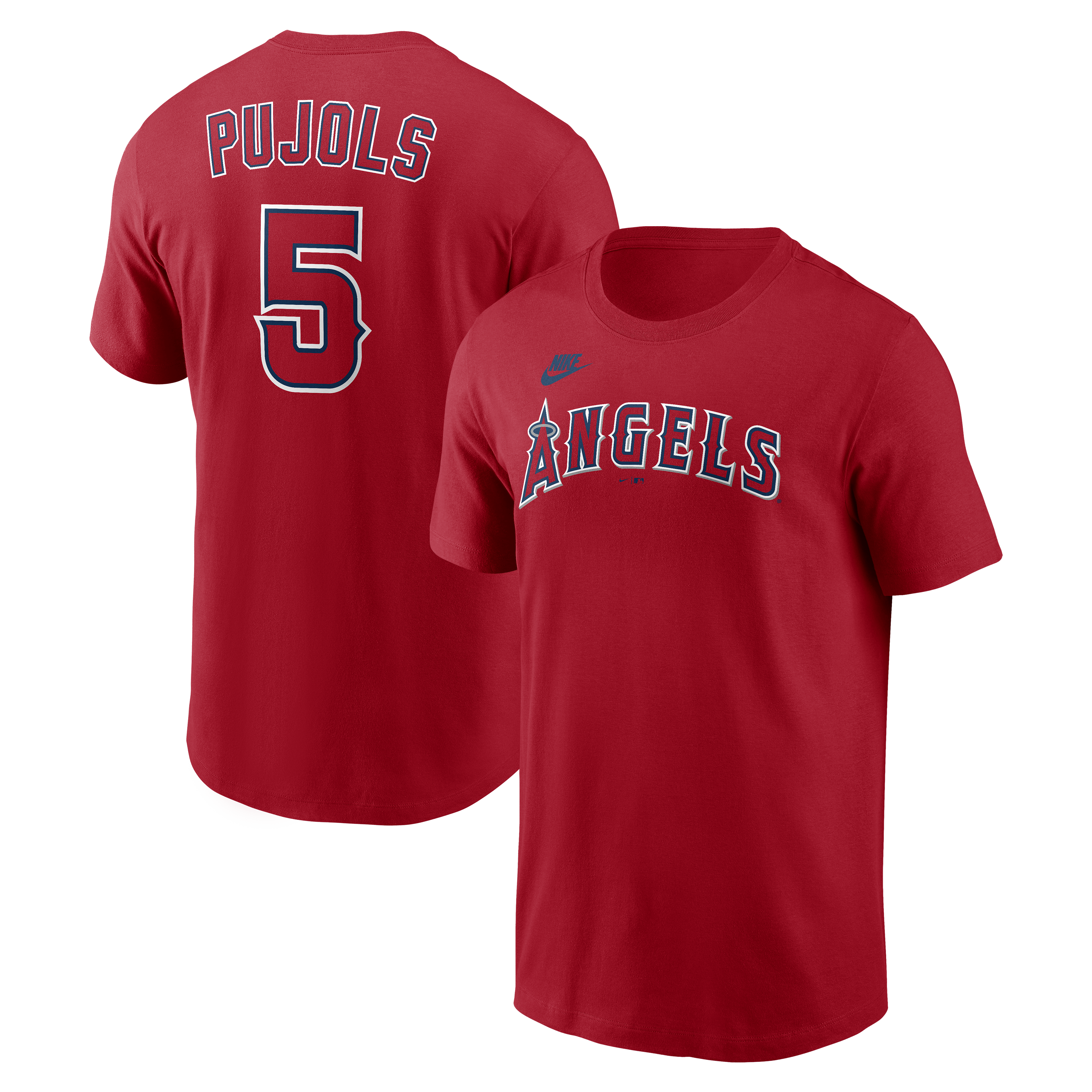 Men's Nike Albert Pujols Red Los Angeles Angels Cooperstown Collection Name & Number T-Shirt