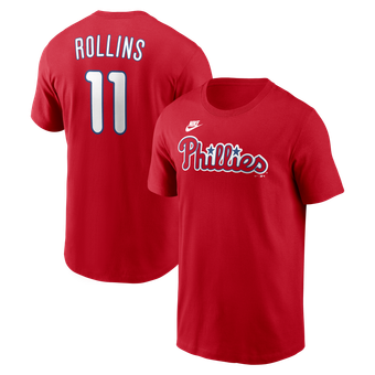 Men's Nike Jimmy Rollins Red Philadelphia Phillies Cooperstown Collection Name & Number T-Shirt